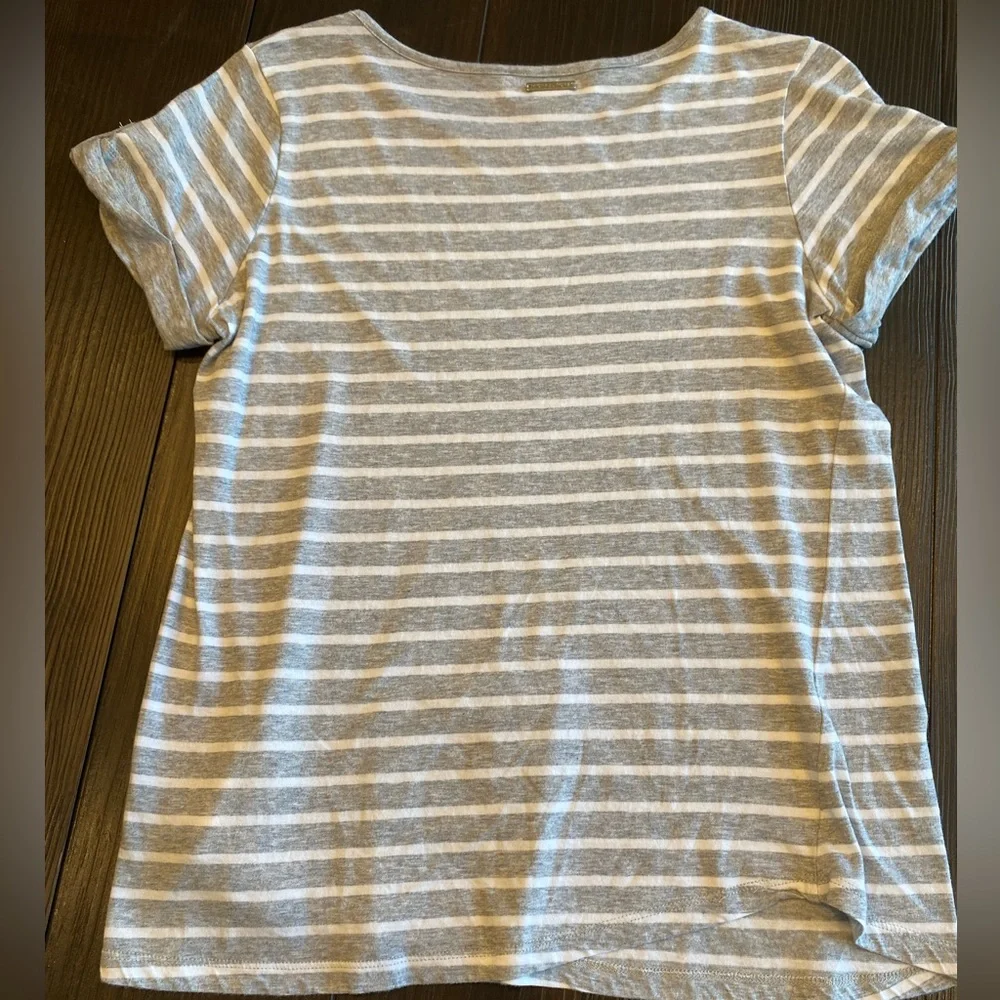 White and Grey Striped T Shirt, Michael Kors, Small, Lightly Worn - Picture 4 of 8